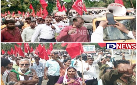 कायदेशीर प्रश्नांसाठी माथाडी कामगारांनी काढला मोर्चा