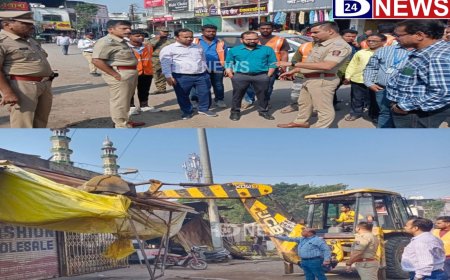 शहागंज येथील 40 दुकानांचे अतिक्रमण जमिनदोस्त