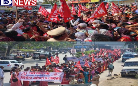 आयटकच्या 4 हजार अंगणवाडी कर्मचाऱ्यांचा धडक मोर्चा व जेलभरो, अटक व सुटका