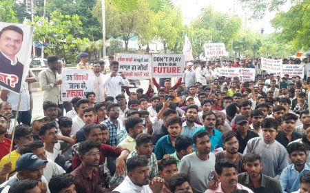 महापारेषण भरती परीक्षेची तयारी करणाऱ्या विद्यार्थ्यांनी काढला मोर्चा...!