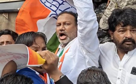 हज हाऊस समोर काँग्रेसचा राडा, आंदोलक नेत्यासहीत कार्यकर्त्यांना पोलिसांनी घेतले ताब्यात...!