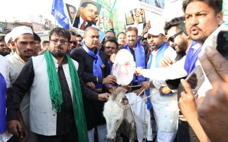 एमआयएमच्या आंदोलनात गाढव, अमित शहांच्या विरोधात पैठणगेट येथे अक्रामक आंदोलन