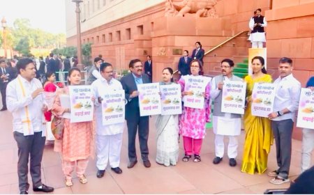 सोयाबीन उत्पादक शेतकऱ्यांच्या प्रश्नावर महाविकास आघाडी अक्रामक, संसदेत निदर्शने