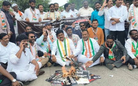 जनसुरक्षा कायद्याच्या विरोधात काँग्रेस अक्रामक, अटक, पोस्टर जाळले...