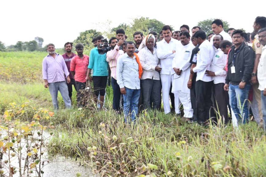 नुकसानग्रस्त भागातील शेतशिवाराची कृषीमंत्री दत्ता भरणे यांनी केली पाहणी...