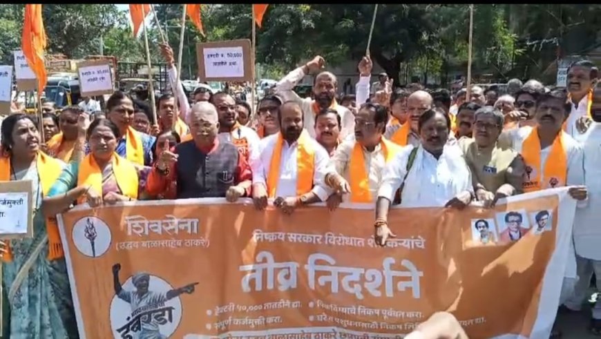 शेतकरी कर्जमुक्तीसाठी शिवसेनेचे जिल्हाधिकारी कार्यालयासमोर तीव्र निदर्शने...