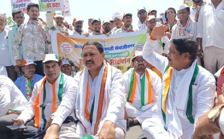 काँग्रेसचा शेतकऱ्यांच्या प्रश्नांसाठी रास्ता रोको, जालना रोडवरील वाहतूक काही काळासाठी ठप्प...!