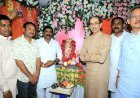 माजी मुख्यमंत्री उध्दव ठाकरेंच्या हस्ते श्रीगणेश महासंघाच्या गणरायाचे पूजन...