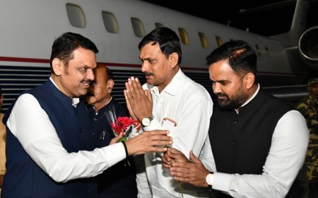 मुख्यमंत्री देवेंद्र फडणवीस यांचे शहरात आगमन व स्वागत...