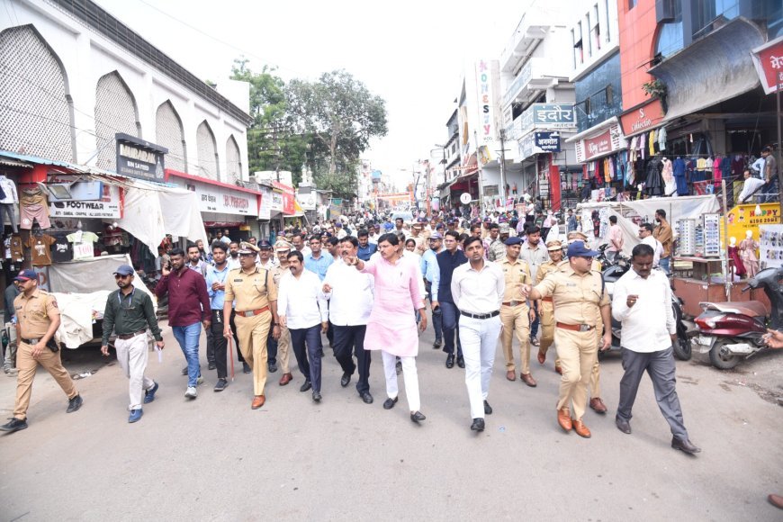 गणेश विसर्जन मिरवणूक मार्गाची मनपा व पोलीस प्रशासनाकडून पाहणी...